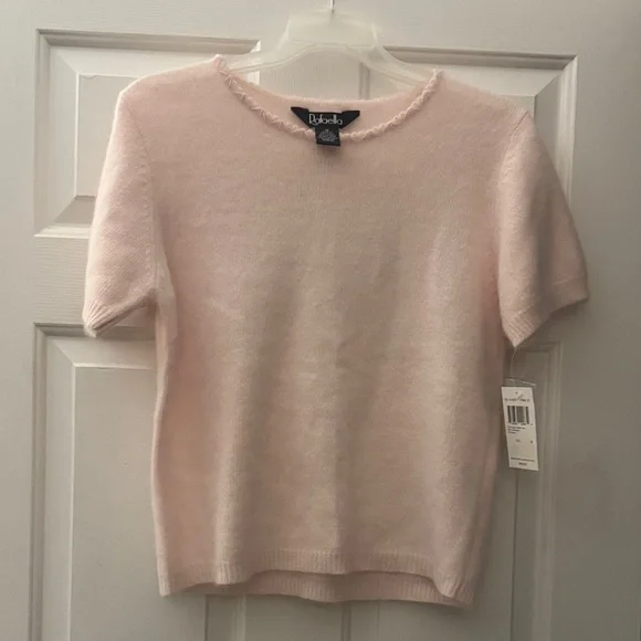 New Baby Pink Embroidered Angora blend Sweater Set - Picture 9 of 12